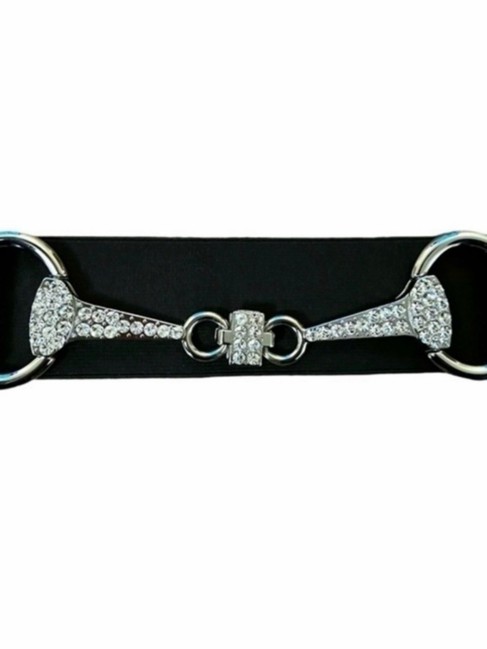 Chicos stretch statement belt rhinestones bling leather bold EUC